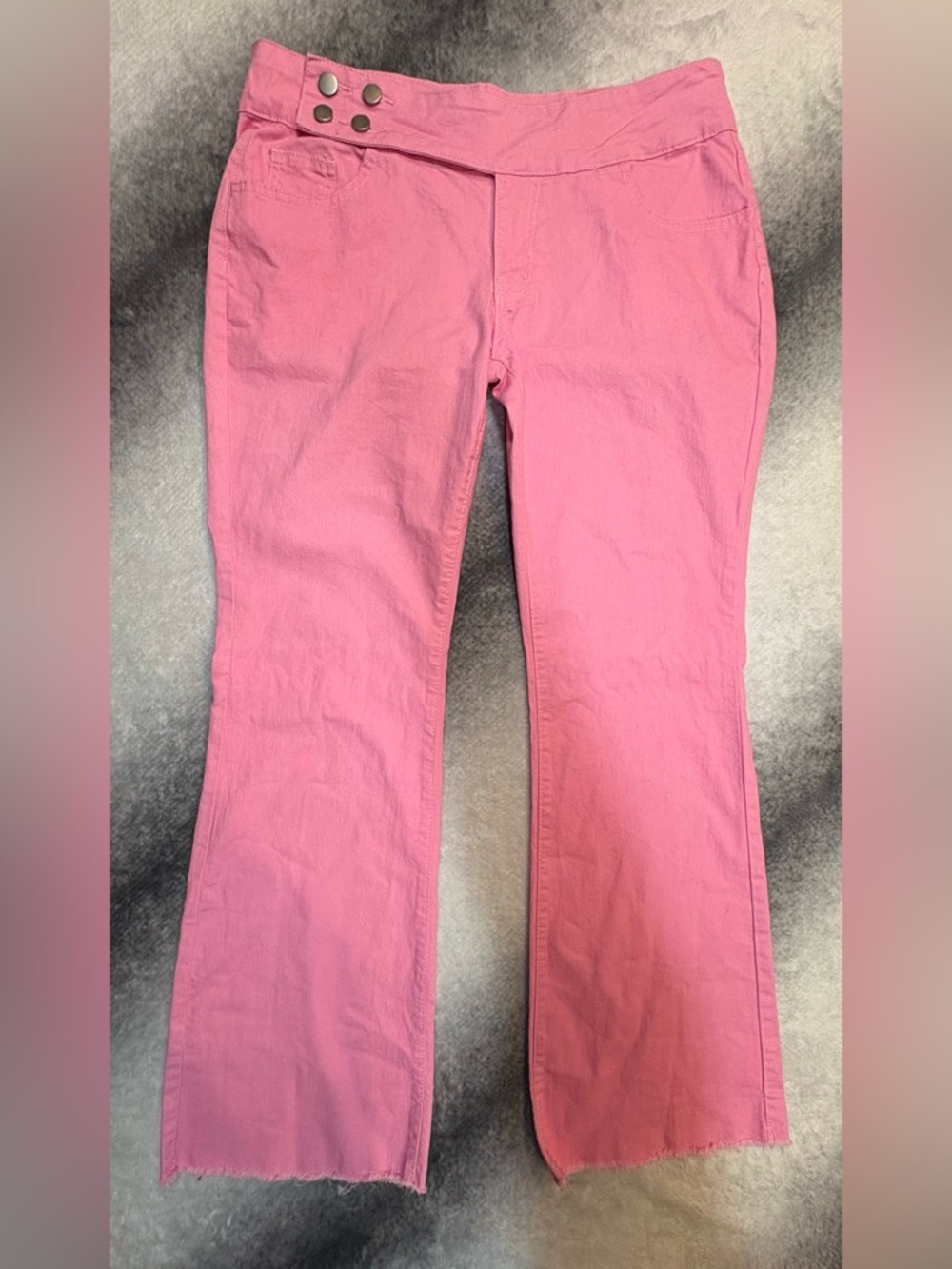(A7) SHEIN Pink Flare Leg Pants 32 Excellent Condition High Waist Retro Trousers